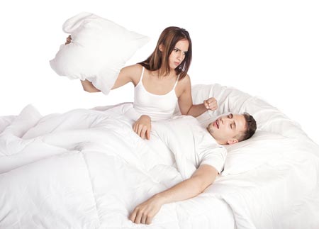 Woman can't sleep due to snoring husband